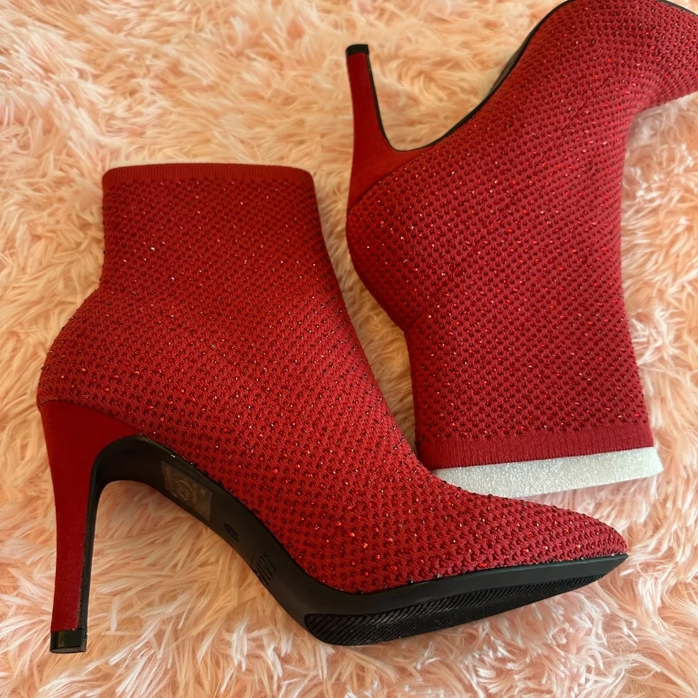 Women’s Red Glitter/Sparkle Booties - Picture 4 of 4